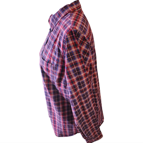 Gap Women's Boyfriend Fit Button Down, Long Sleeve Plaid, Coupe, Size L - Picture 10 of 11
